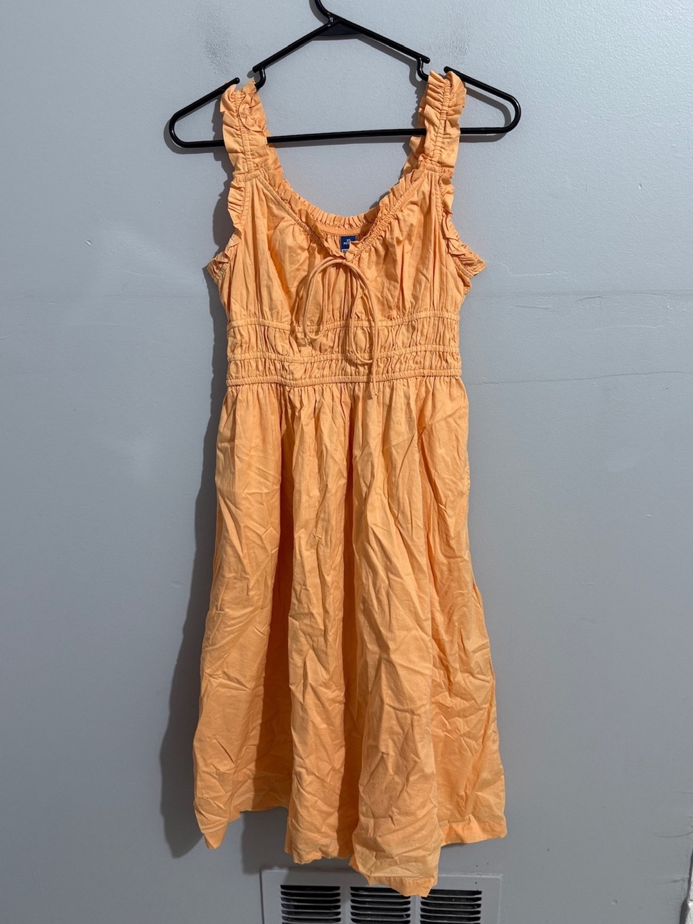 Old Navy Women XSP Peach Orange Smocked Waist Ruffle Strap Sleeveless Midi Dress